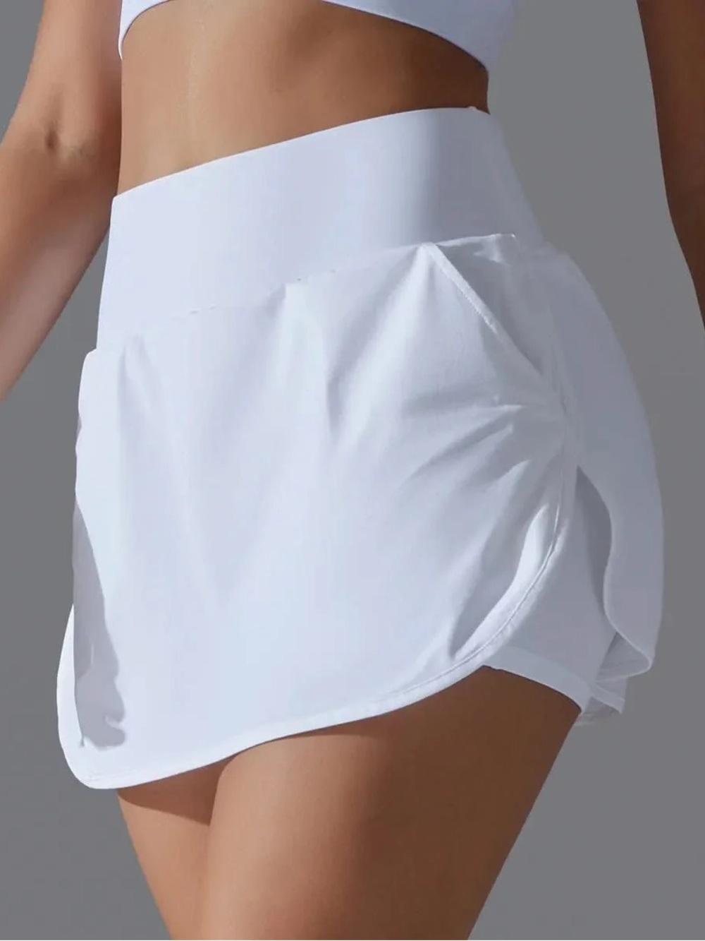 High-Waist White Athletic Skort Shorts